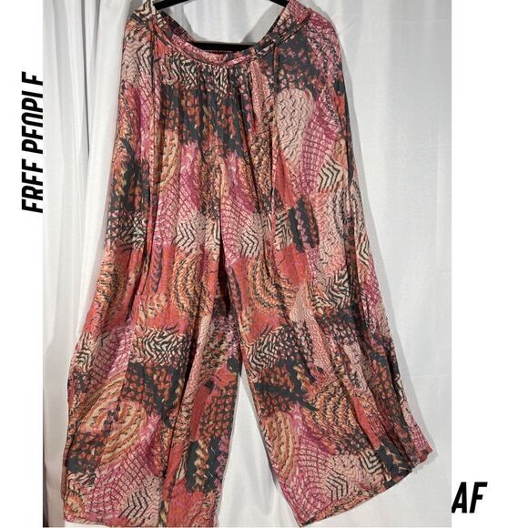 FREE PEOPLE GET AWAY FLOUNCED WIDE LEG PRINTED PANTS NWT SIZE 12 - Picture 6 of 9
